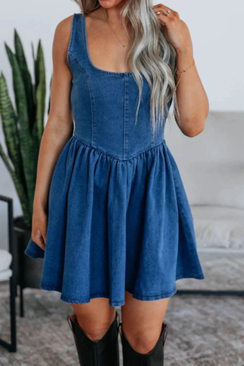 Santorini Indigo Bow Dress - Brick + Boho