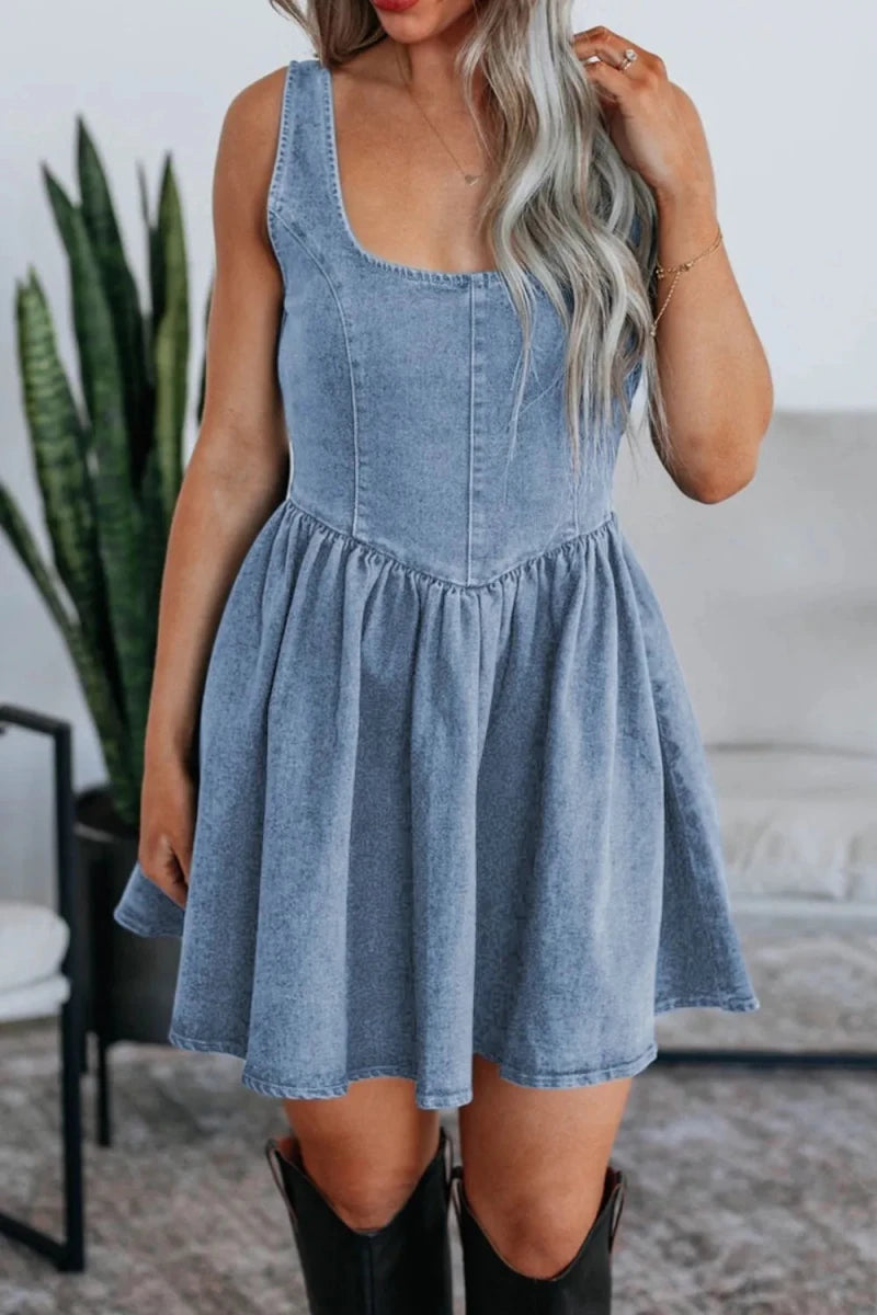 Santorini Indigo Bow Dress - Brick + Boho