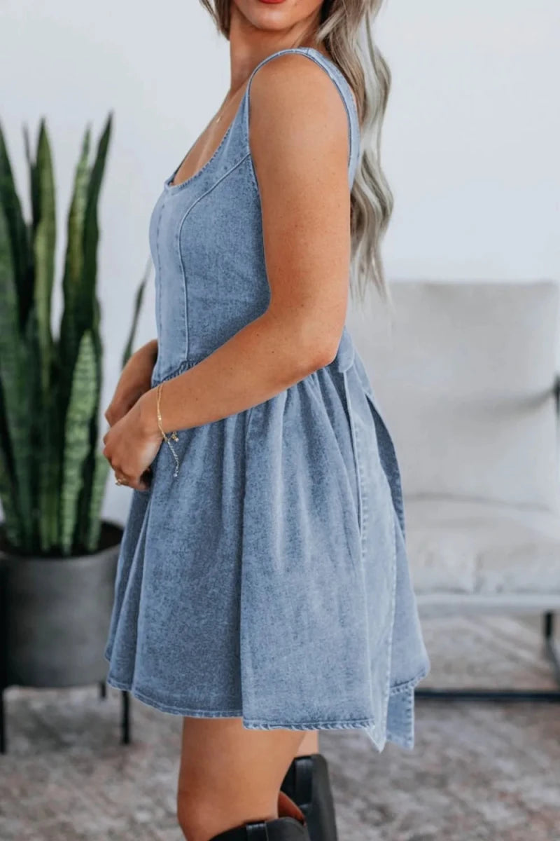 Santorini Indigo Bow Dress - Brick + Boho