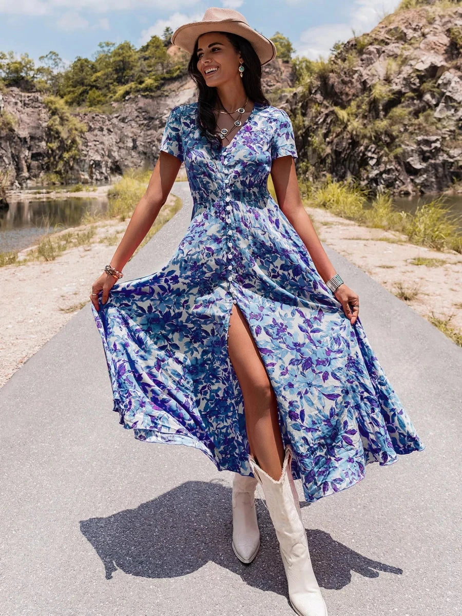 Santorini Slit Midi - Brick + Boho