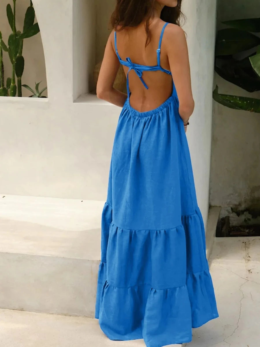 Seafoam Backless Tier Maxi - Brick + Boho
