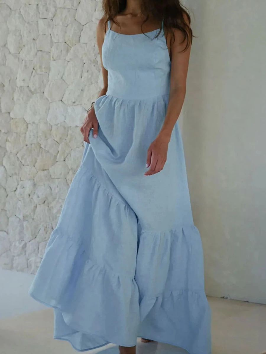 Seafoam Backless Tier Maxi - Brick + Boho