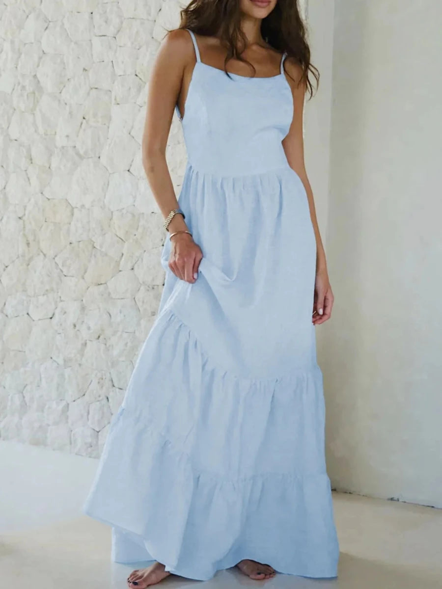 Seafoam Backless Tier Maxi - Brick + Boho