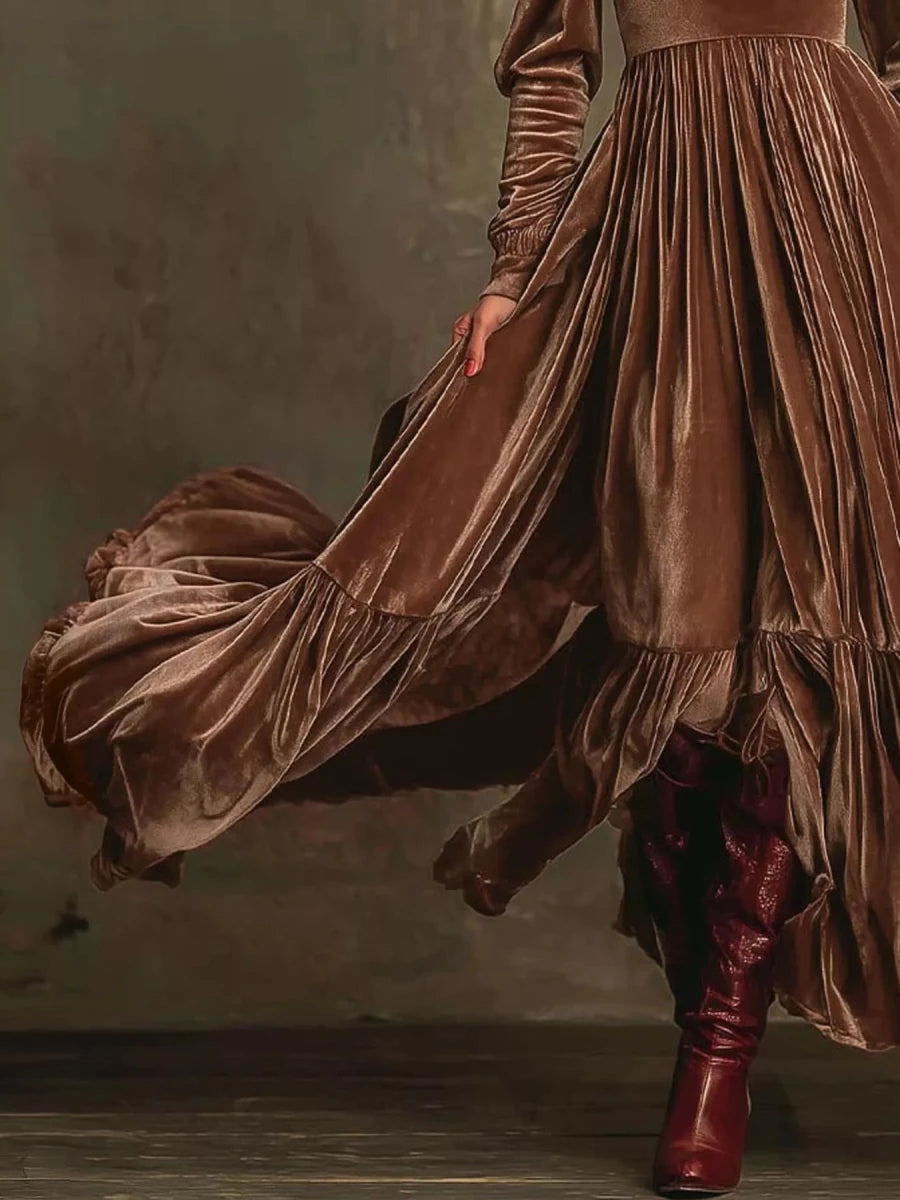 Smoldering Nights Tiered Ruffle Dress - Brick + Boho