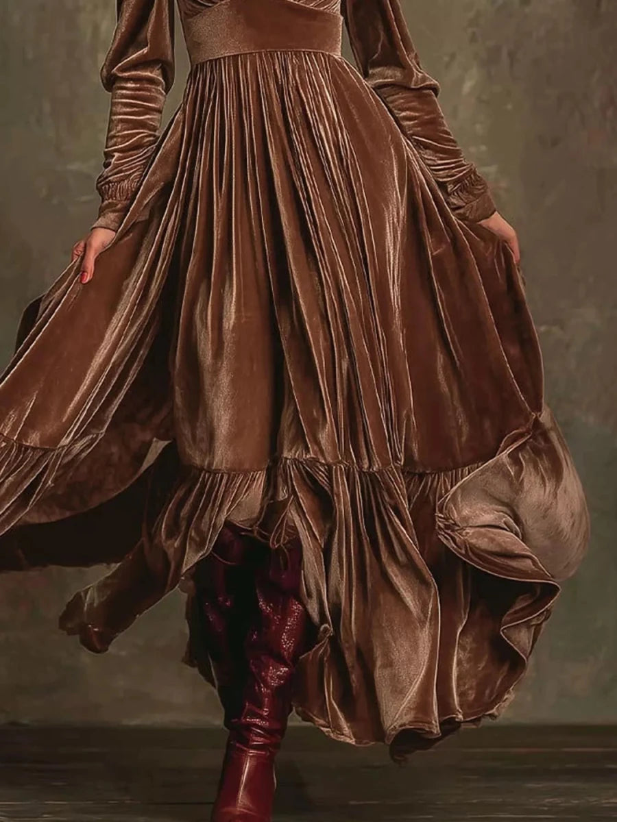 Smoldering Nights Tiered Ruffle Dress - Brick + Boho