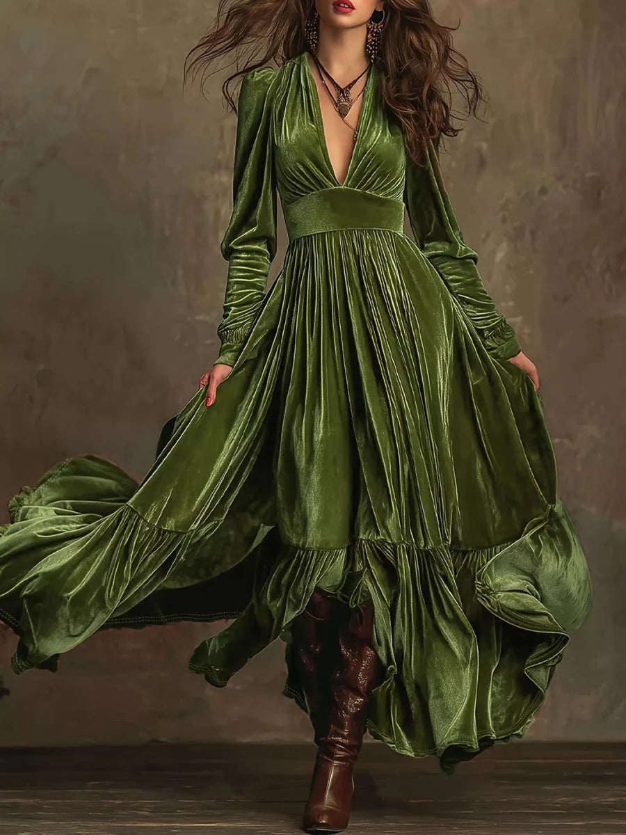 Smoldering Nights Tiered Ruffle Dress - Brick + Boho