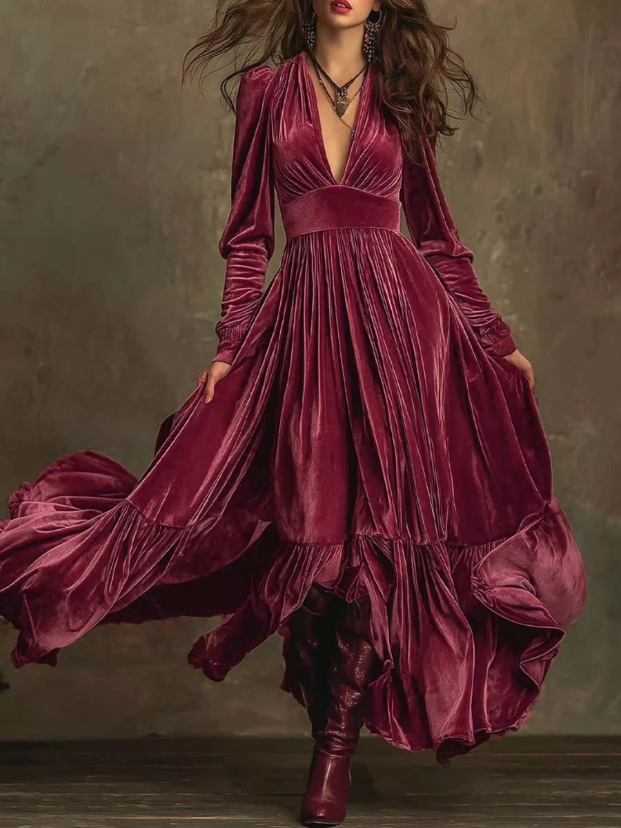 Smoldering Nights Tiered Ruffle Dress - Brick + Boho