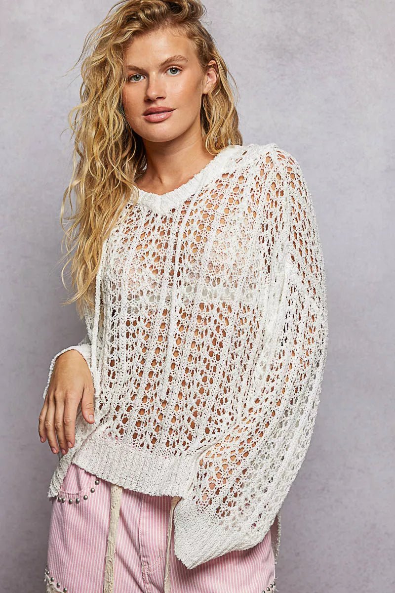 Solstice High - Low Openwork Top - Brick + Boho