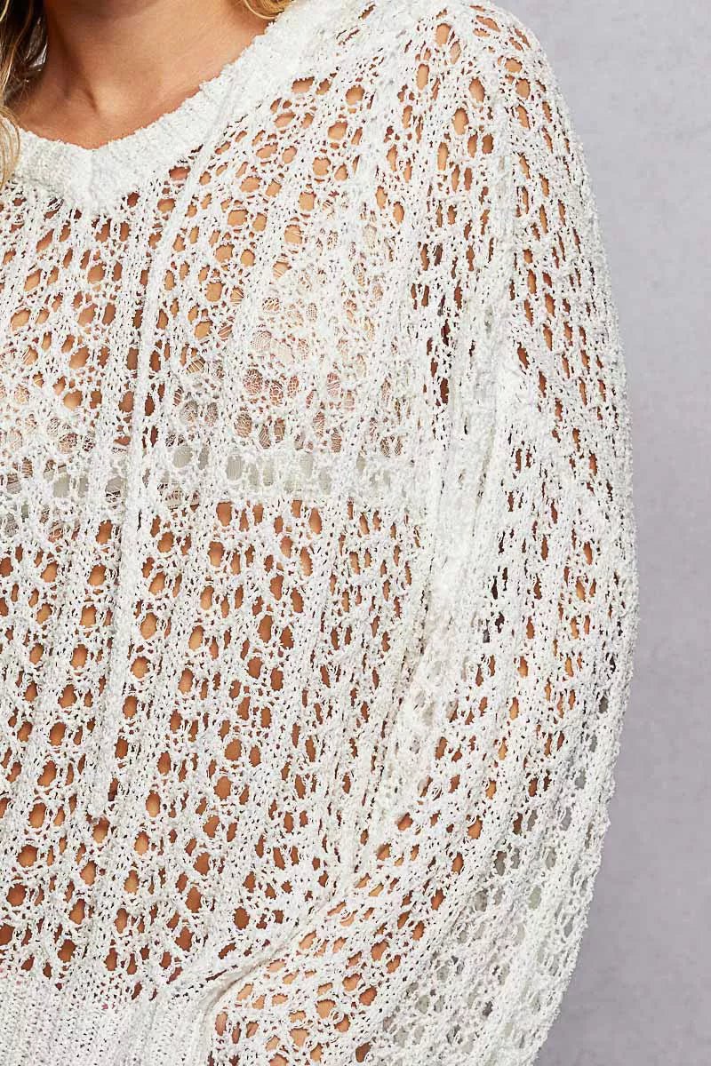 Solstice High - Low Openwork Top - Brick + Boho
