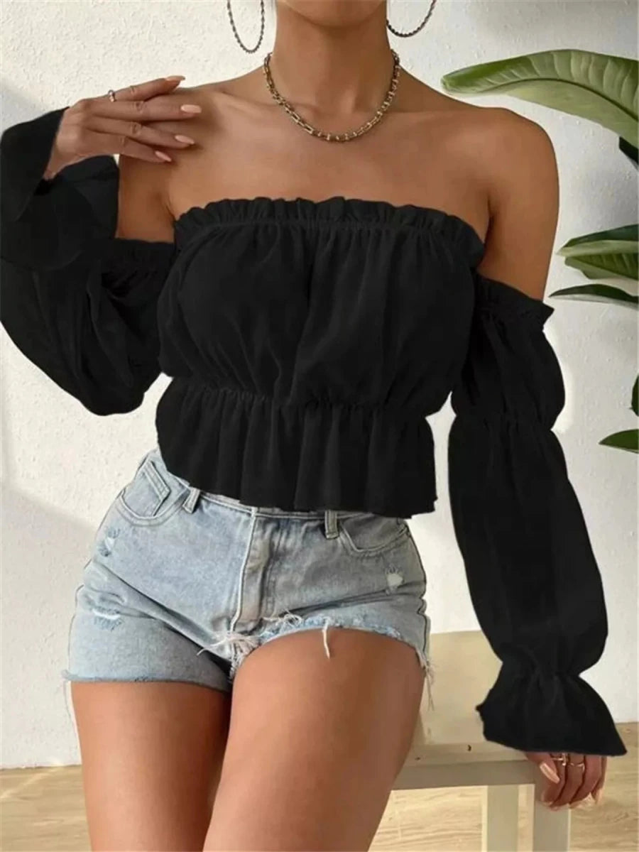 Solstice Sheer Off Shoulder Blouse - Brick + Boho