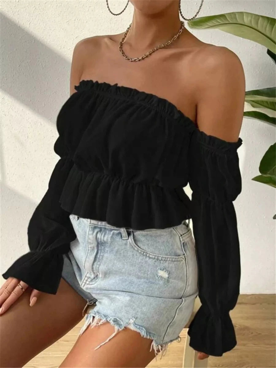 Solstice Sheer Off Shoulder Blouse - Brick + Boho