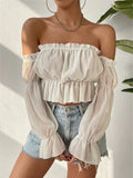 Solstice Sheer Off Shoulder Blouse - Brick + Boho