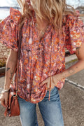 Sonora Floral Ruffled Layered Blouse - Brick + Boho