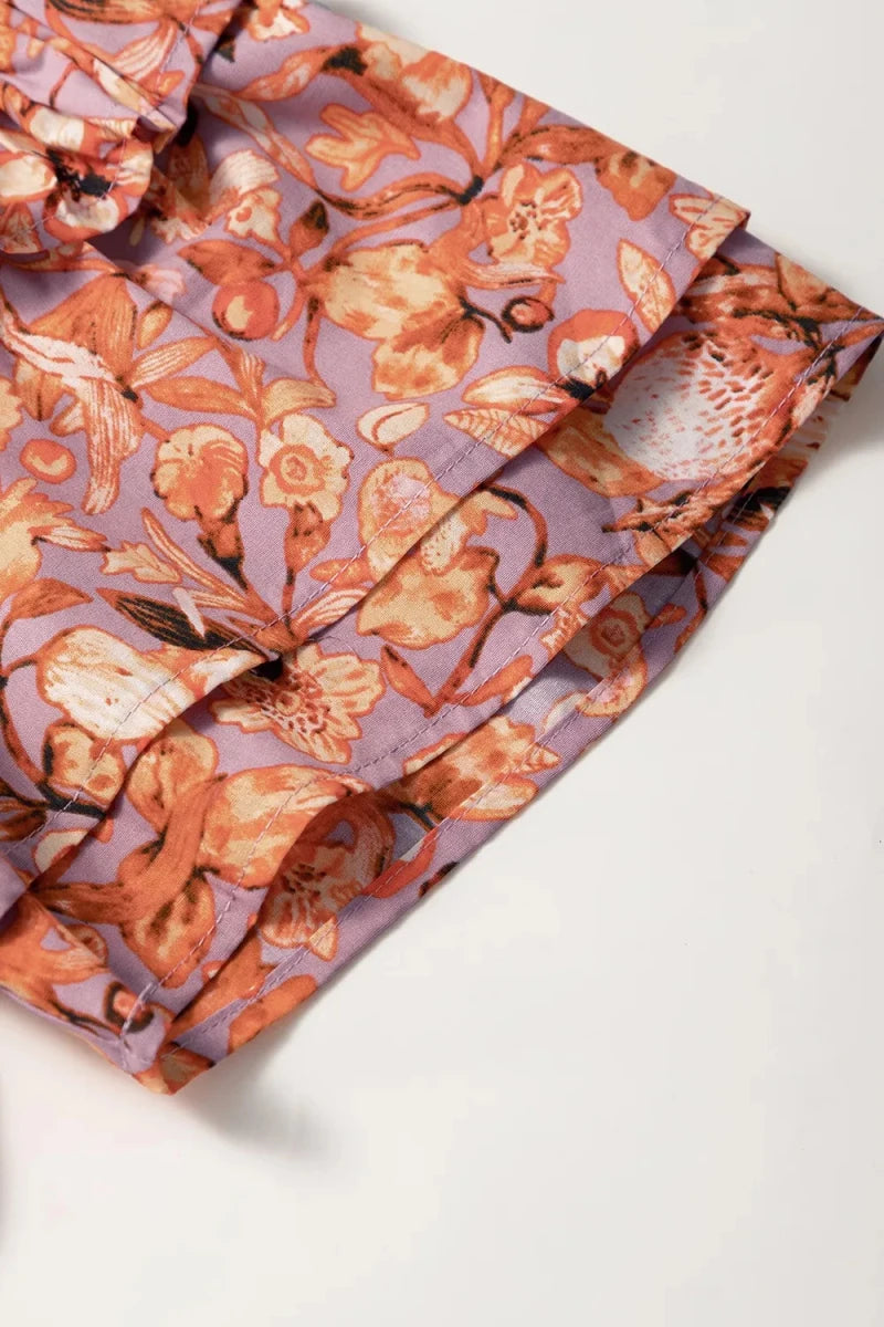 Sonora Floral Ruffled Layered Blouse - Brick + Boho