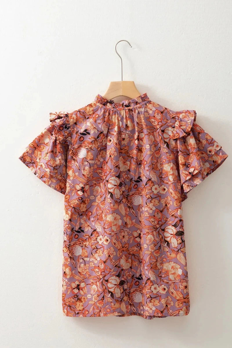 Sonora Floral Ruffled Layered Blouse - Brick + Boho