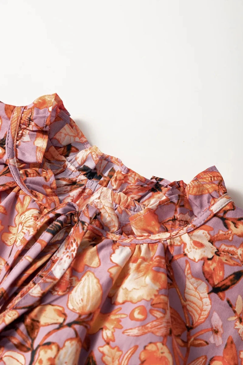 Sonora Floral Ruffled Layered Blouse - Brick + Boho