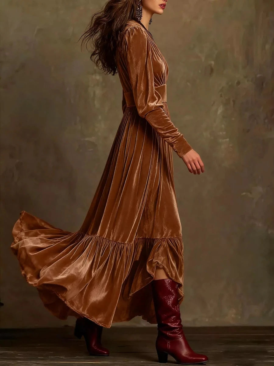 Spicy Route Flowing Maxi - Brick + Boho