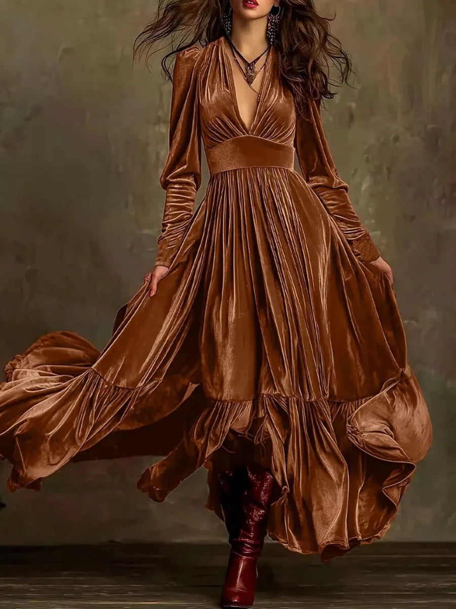 Spicy Route Flowing Maxi - Brick + Boho