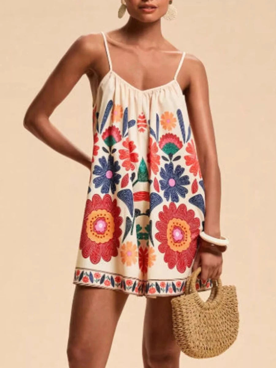 Spirited Printed Romper - Brick + Boho