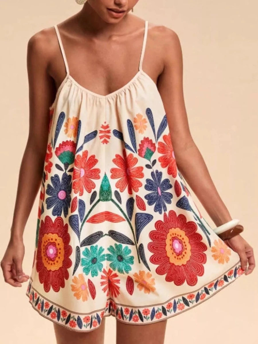 Spirited Printed Romper - Brick + Boho