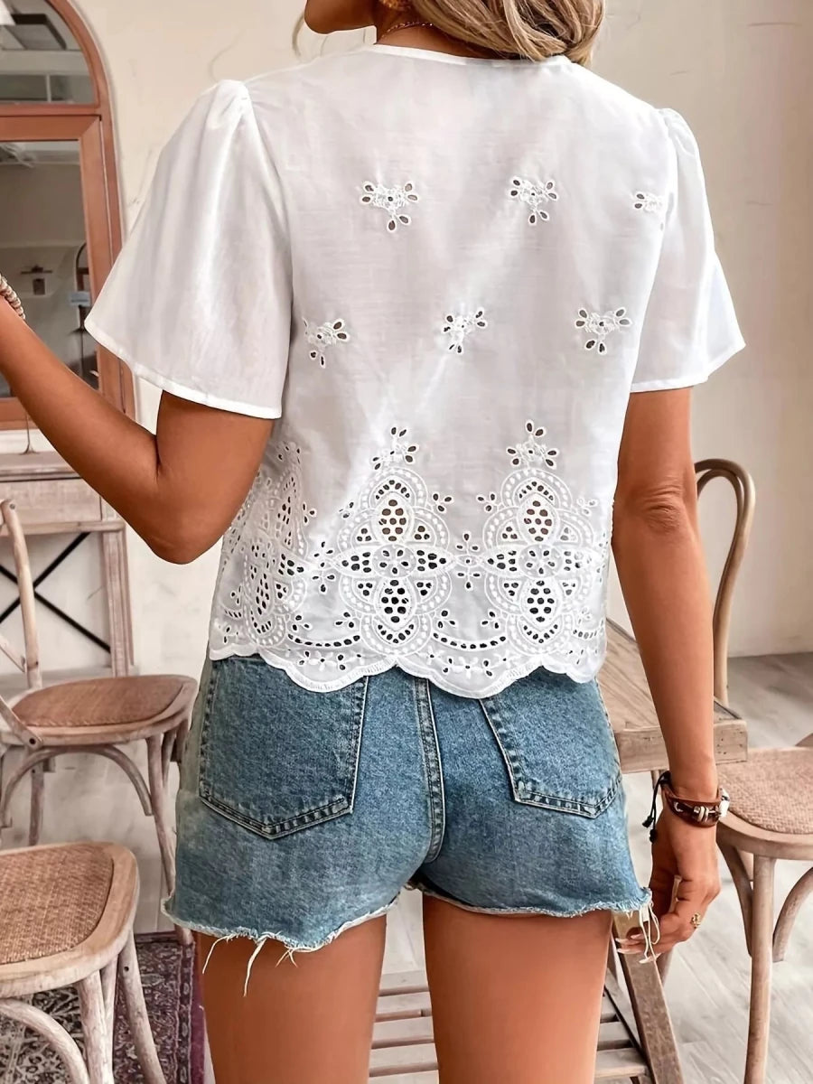 Stem Flutter Blouse - Brick + Boho