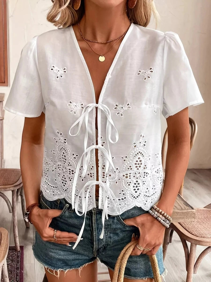Stem Flutter Blouse - Brick + Boho