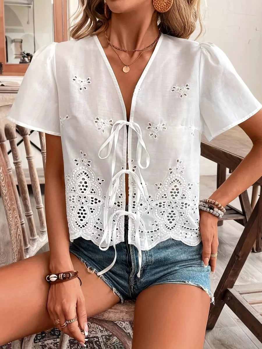 Stem Flutter Blouse - Brick + Boho