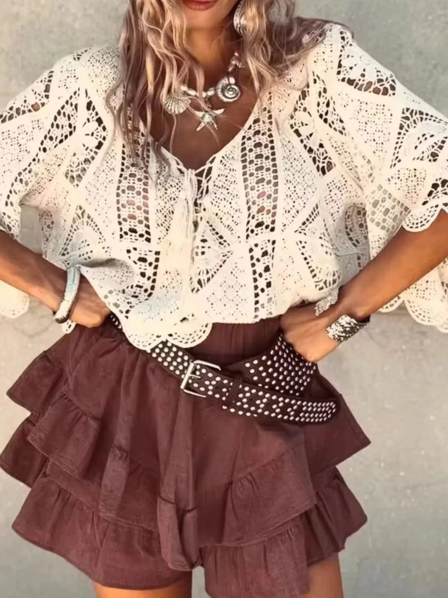Summit Tassel Crochet Knit - Brick + Boho