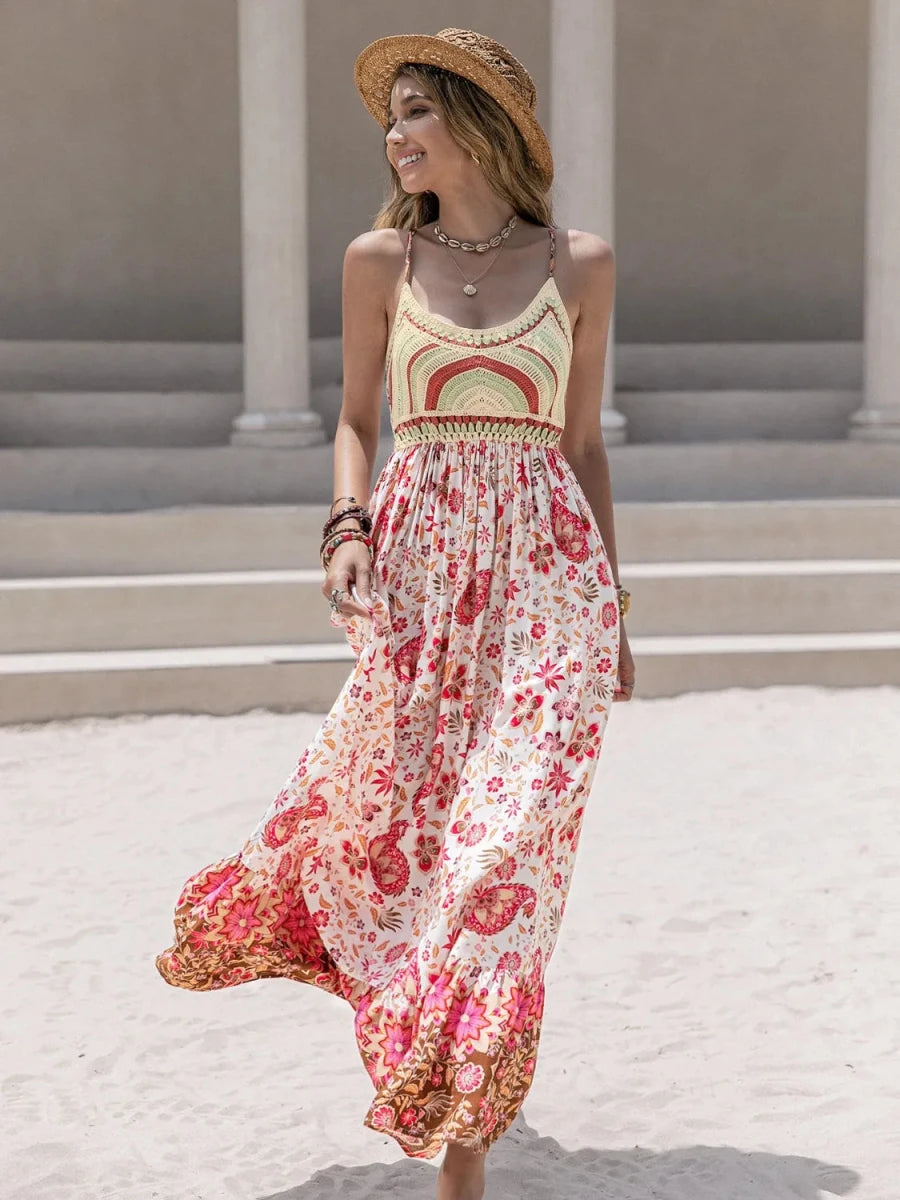 Sunset Crochet Wanderlust Maxi Dress - Brick + Boho