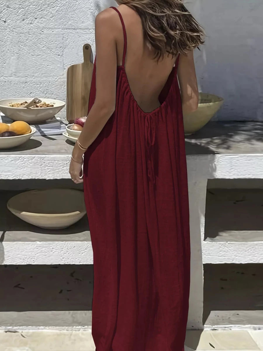 Sunset Wanderer Backless Maxi - Brick + Boho