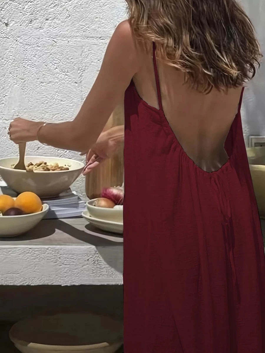 Sunset Wanderer Backless Maxi - Brick + Boho