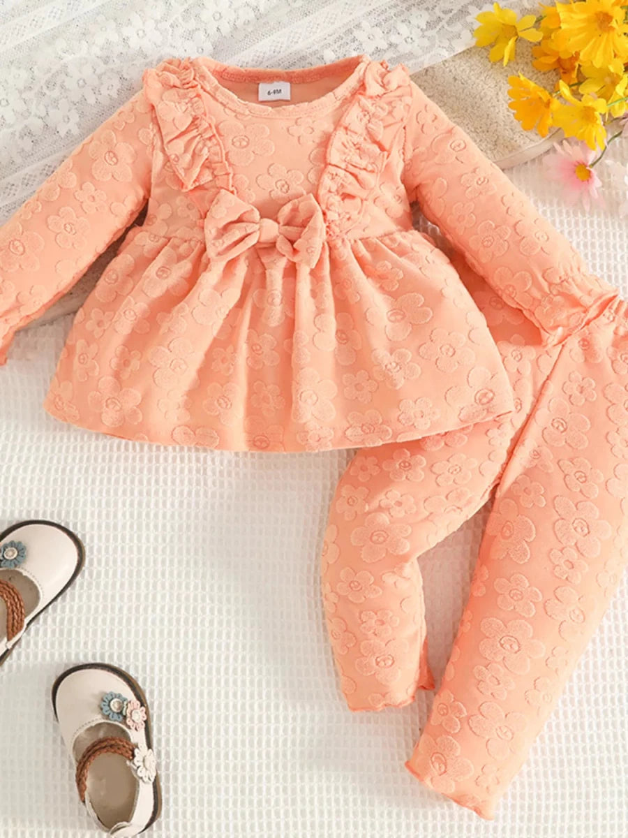 Sweet Ruffle Bow Set - Brick + Boho