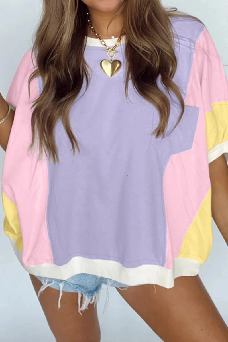 Symmetrical Oversized Tee - Brick + Boho