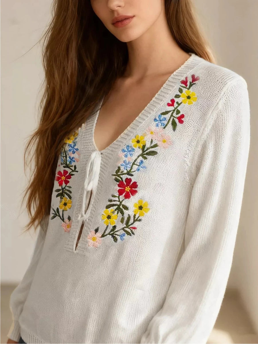 Terrace Embroidered Mesh Top - Brick + Boho