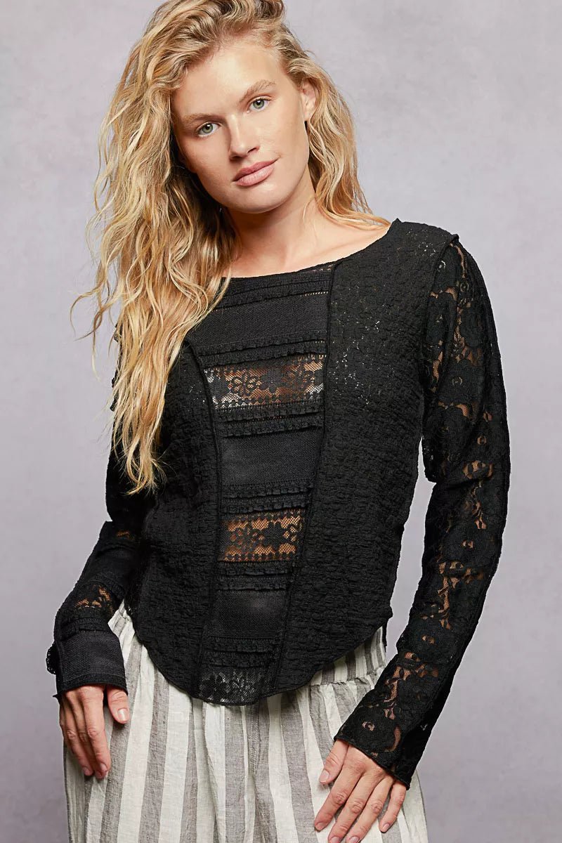 Textural Lace Blouse - Brick + Boho