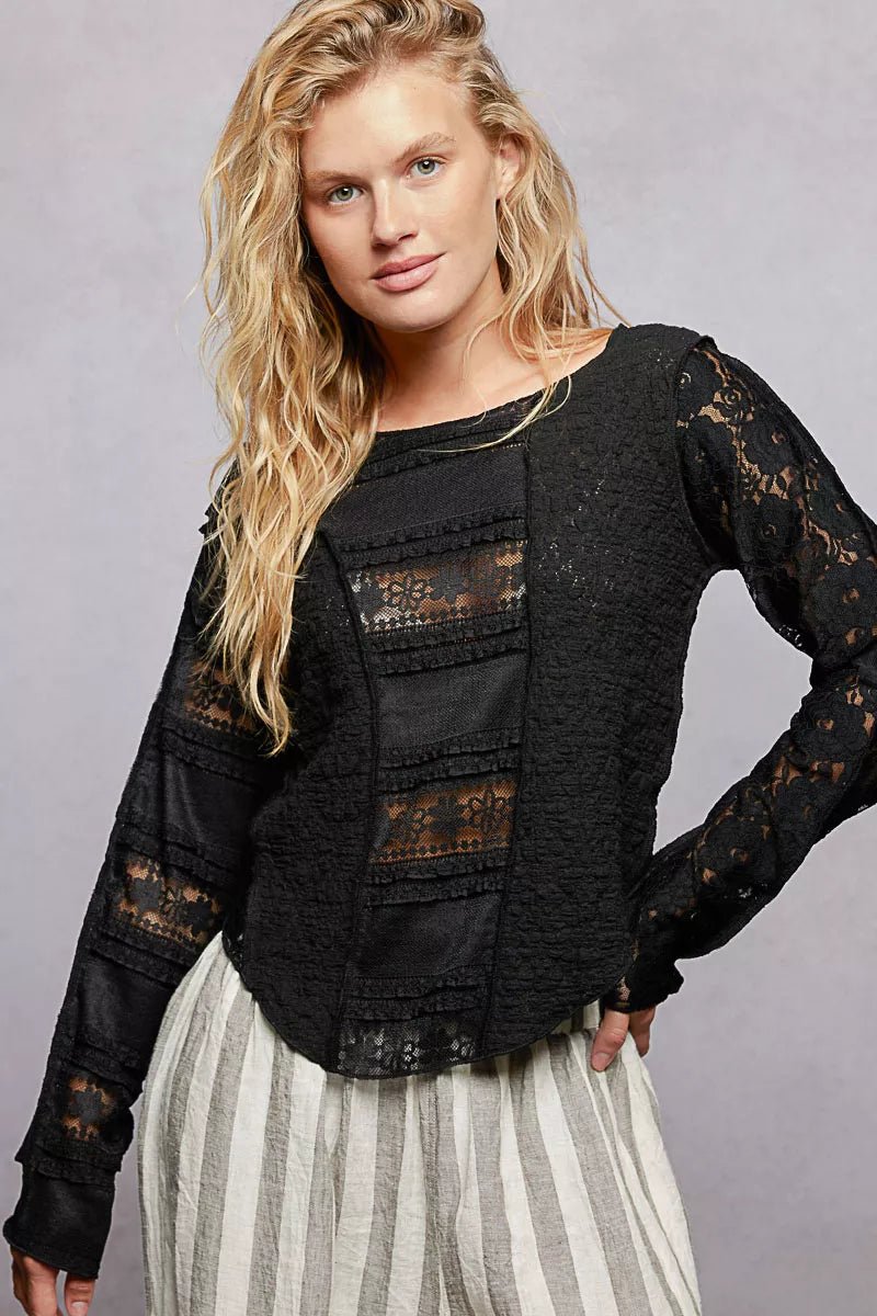 Textural Lace Blouse - Brick + Boho