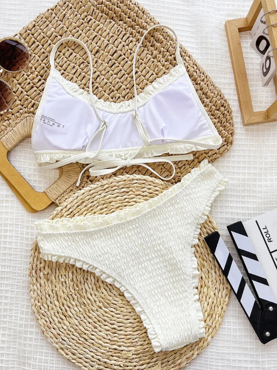 Tiered Cutout Tie Bikini - Brick + Boho