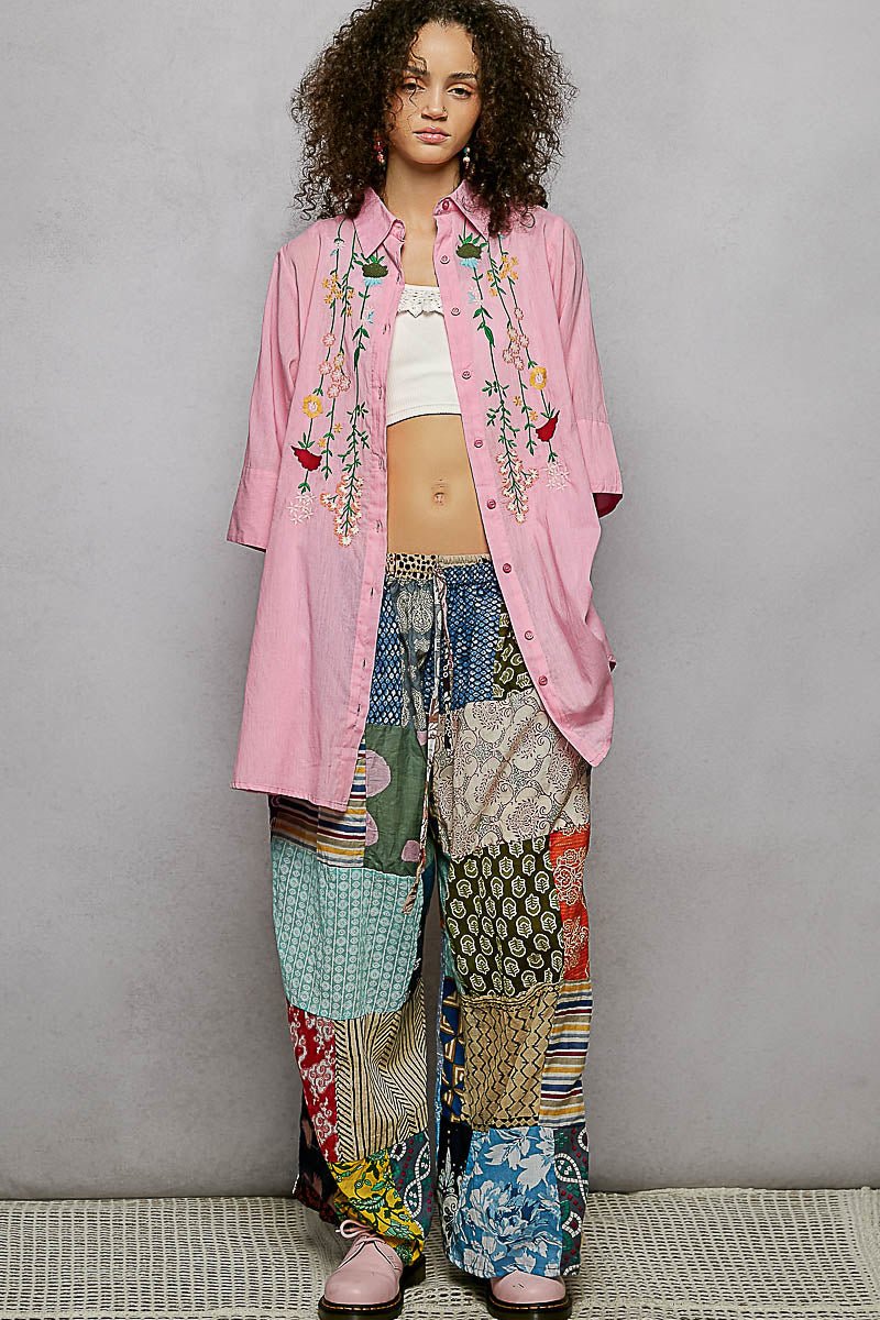 Trailing Blooms Cotton Blouse - Brick + Boho