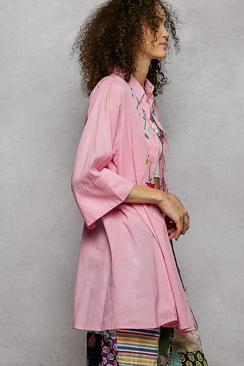 Trailing Blooms Cotton Blouse - Brick + Boho