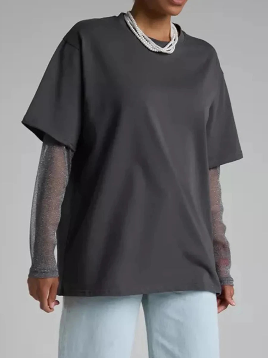Tulum Embroidered Mesh Tee - Brick + Boho