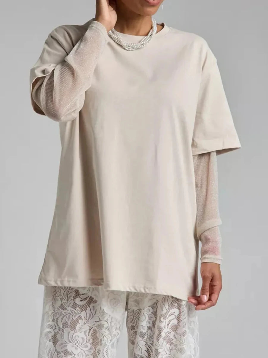 Tulum Embroidered Mesh Tee - Brick + Boho