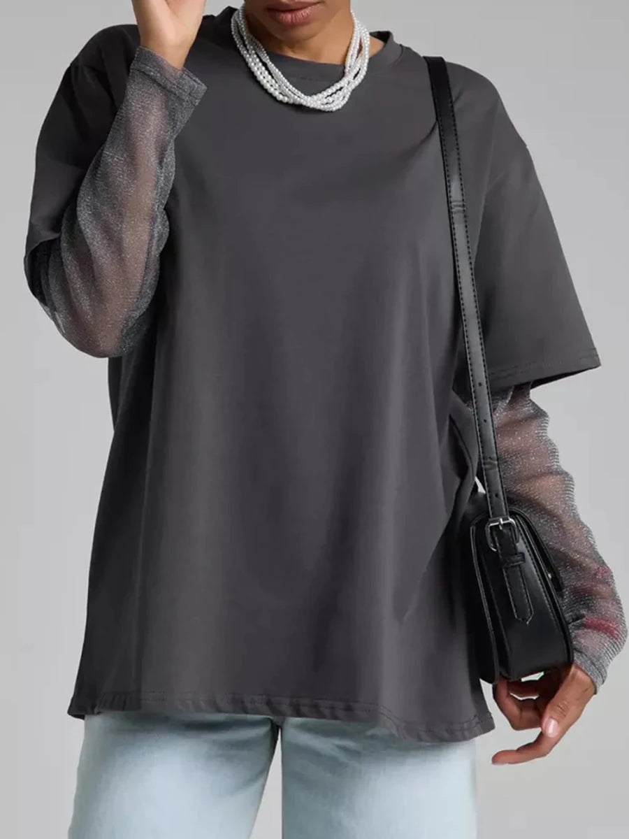 Tulum Embroidered Mesh Tee - Brick + Boho