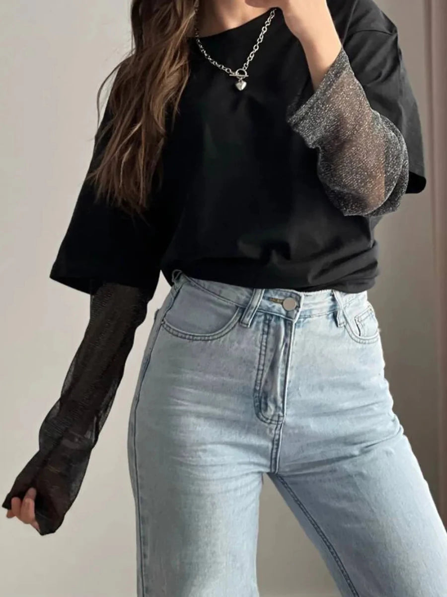 Tulum Embroidered Mesh Tee - Brick + Boho