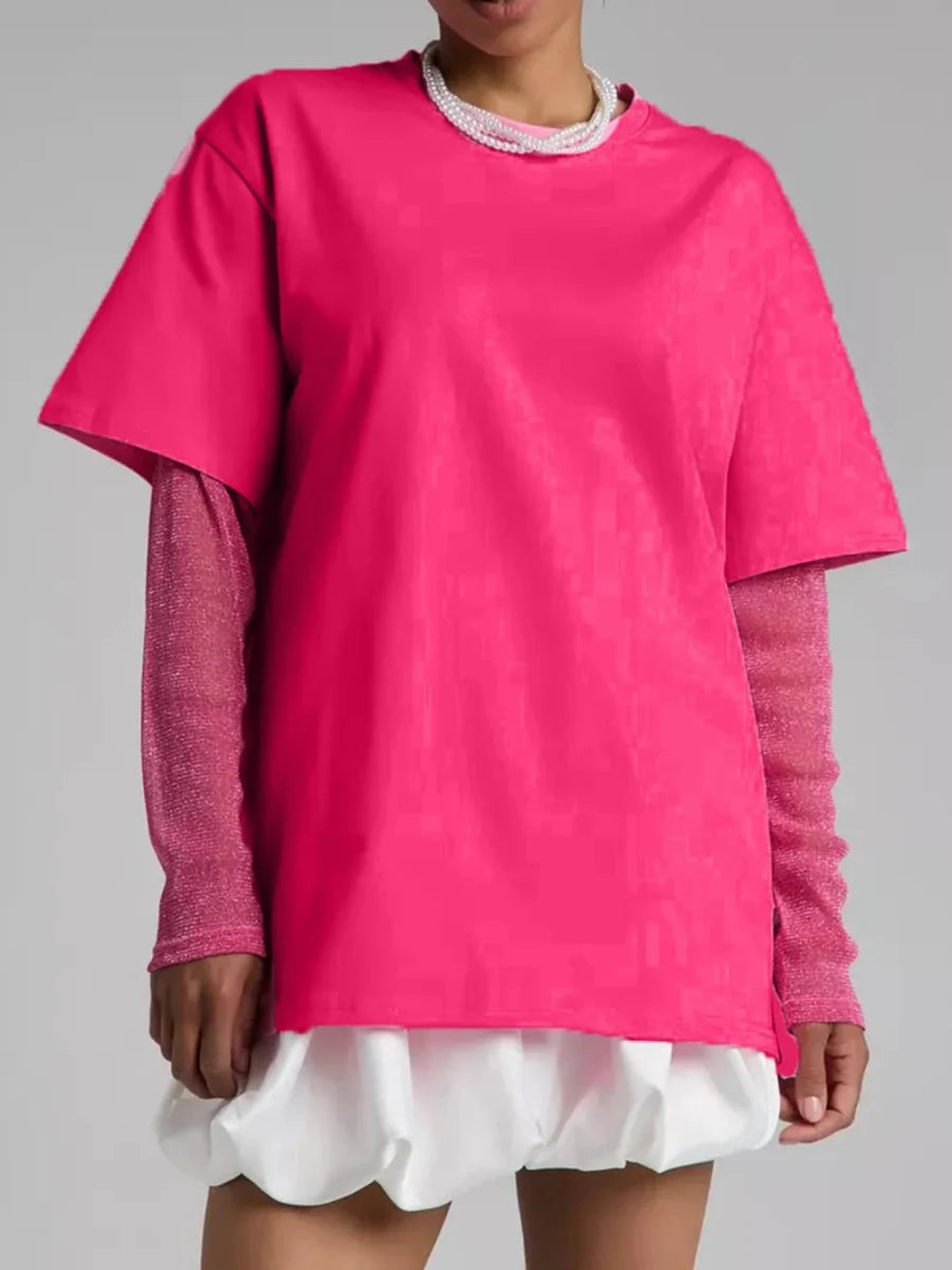 Tulum Embroidered Mesh Tee - Brick + Boho