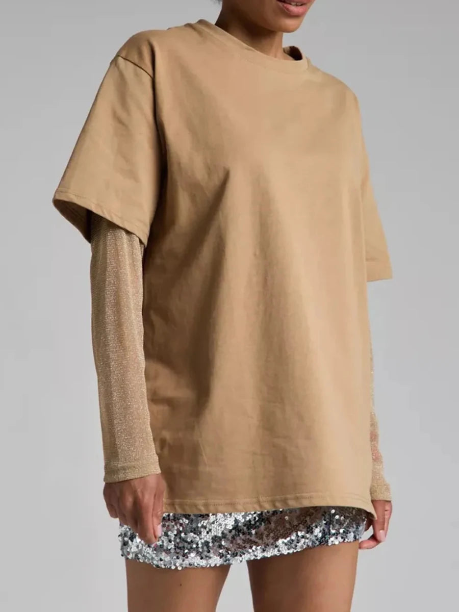 Tulum Embroidered Mesh Tee - Brick + Boho