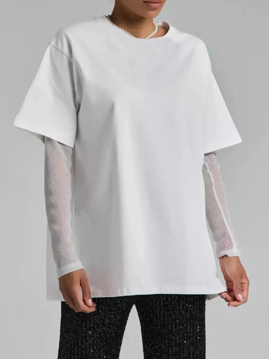 Tulum Embroidered Mesh Tee - Brick + Boho
