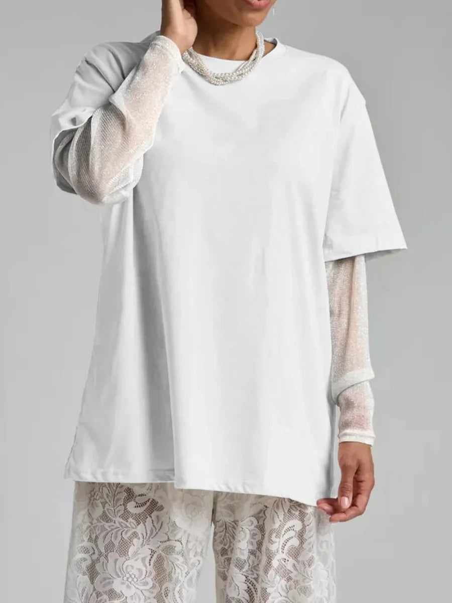 Tulum Embroidered Mesh Tee - Brick + Boho