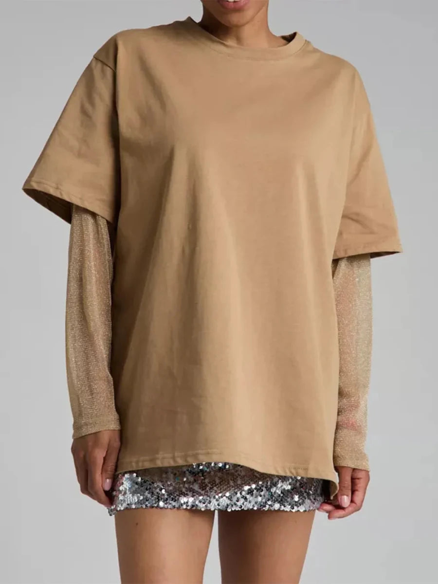 Tulum Embroidered Mesh Tee - Brick + Boho