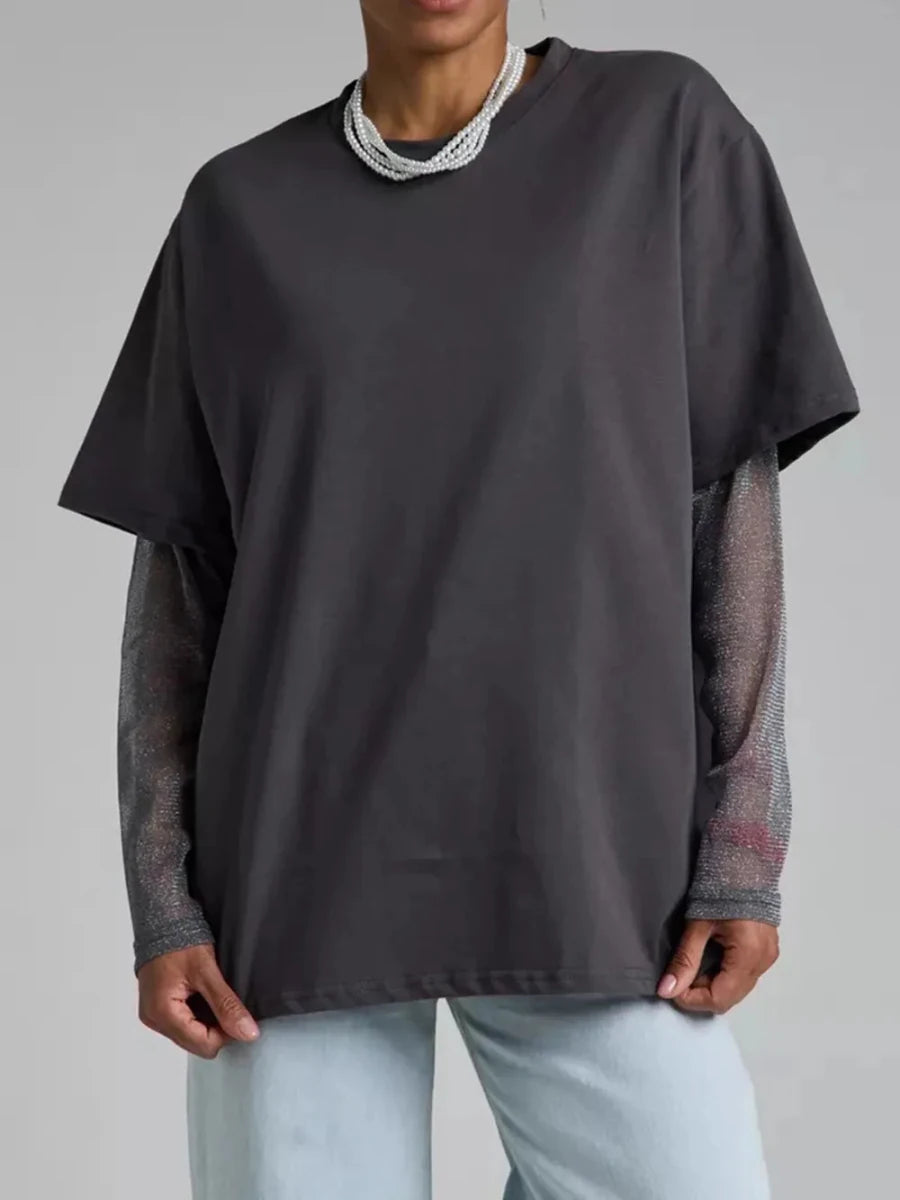 Tulum Embroidered Mesh Tee - Brick + Boho