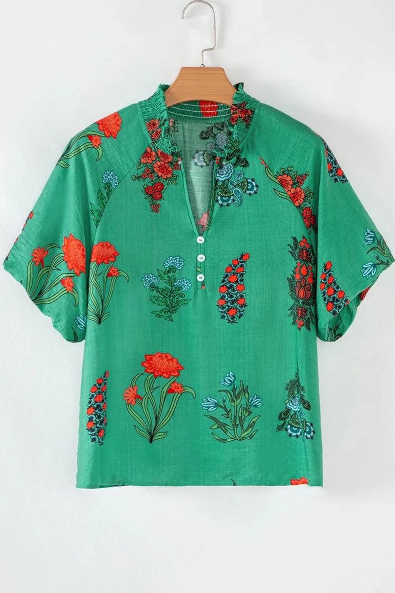 Tundra Frill Blouse - Brick + Boho